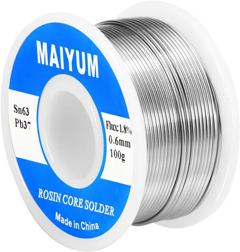 Maiyum 63-37 Alambre de soldadura con núcleo de estaño de plomo para soldadura eléctrica (0.6mm 100g)