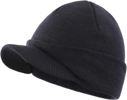 Miniatura 82 de Home Prefer - Gorro de invierno para hombre con visera, cálida y doble punto.