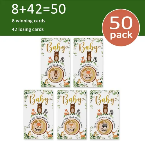 Miniatura 3 de Juego de 50 piezas para raspar para baby shower, juego decorativo de baby shower, juego decorativo para baby shower, juego de rifas impresas