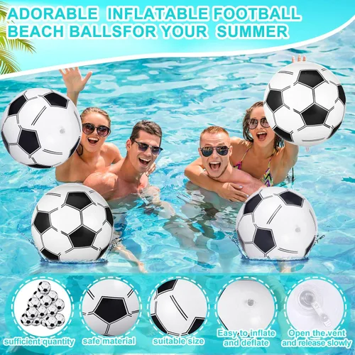 Miniatura 4 de Chivao Paquete de 12 pelotas de playa inflables de fútbol de 16 pulgadas, juguetes gigantes para piscina, juguetes de piscina para verano