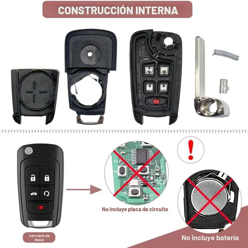 Miniatura 2 de Caja de llavero de reemplazo de 5 botones para Chevy Cruze Camaro Impala Equinox GMC Terrain Buick Regal Lacrosse 2010 2011 2012 2013 2014 2015 2016