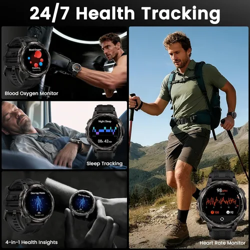 Miniatura 6 de KOSPET Tank T4C - Reloj inteligente para hombre con linterna LED, pantalla AMOLED de 1.5 pulgadas, GPS y brújula de doble banda, batería de 50 días