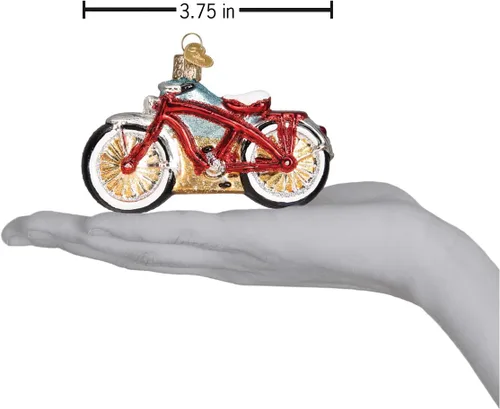 Miniatura 5 de Old World Christmas Cruiser Bike - Adorno de cristal soplado para árbol de Navidad, decoración navideña hecha a mano, colección deportiva