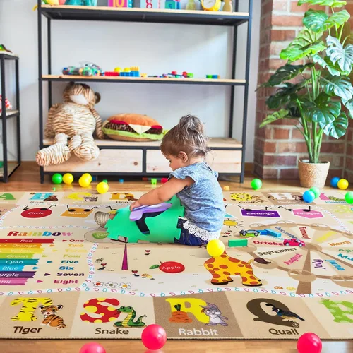 Miniatura 5 de Alfombras infantiles lavables para sala de juegos, alfombras de aprendizaje educativas y divertidas con formas de animales del alfabeto ABC