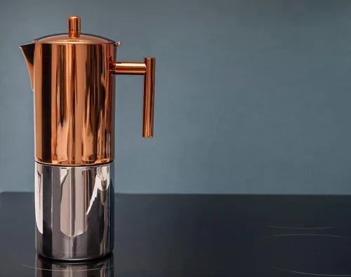 Miniatura 3 de La Cafetière Máquina de café expreso para estufa de cobre, acero inoxidable, 20.3 fl oz