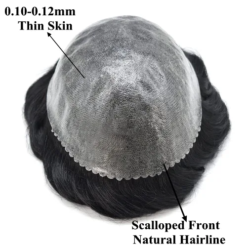 Miniatura 5 de Toupee - Sistema de reemplazo de cabello humano para hombre, 0.004 in, inyectado, piel de polietileno, piezas de pelo para hombre, 6 x 8 pulgadas