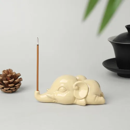 Miniatura 3 de Cacukap - Quemador de incienso de elefante adorable, soporte para incienso en palos, bandeja de incienso con tema de elefante, decoración única
