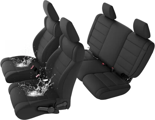 Miniatura 13 de GIANT PANDA Fundas de asiento de neopreno para Jeep Wrangler JK de 4 puertas (2007), neopreno UV y resistente al agua, juego completo de fundas
