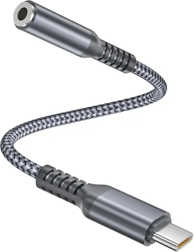 Elebase Adaptador de auriculares para iPhone 17 17e 16 Pro Max de 0.6 pies, convertidor de audio auxiliar USB C a 0.138 in, tipo C a conector