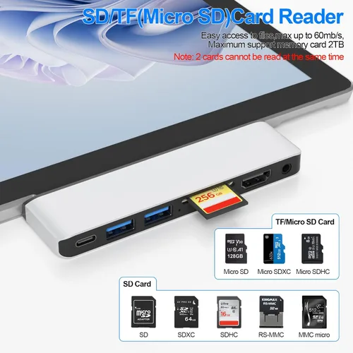 Miniatura 7 de Estación de acoplamiento para superficie con HDMI 4K, USB-C Thunderbolt 4 (pantalla+datos+100 W PD), 2 USB 3.0, audio de 0.138 in, lector