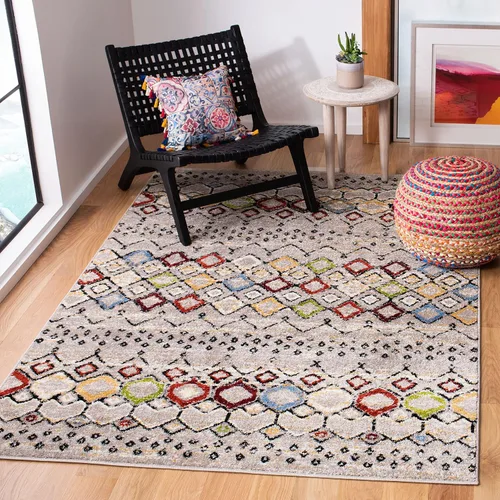 Miniatura 58 de SAFAVIEH Amsterdam Collection Alfombra Decorativa - 2.3 pies x 4 pies, Negro & Multi, Diseño Marroquí Bohemio, Sin Desprendimiento y Fácil Cuidado