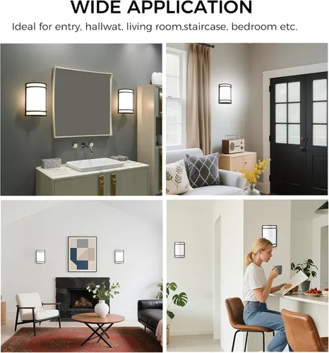 Miniatura 9 de CLOUDY BAY Aplique de pared LED de 3 colores, iluminación de pared, 3000 K/4000 K/5000 K, lámpara de pared ajustable de temperatura de color, 15 W