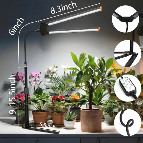 Miniatura 2 de Luz de cultivo para plantas de interior, lámpara de plantas de espectro completo de 6000 K con LED rojo, azul y blanco para cultivo de semillas