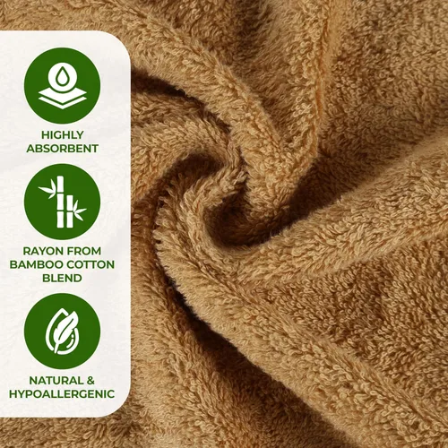 Miniatura 4 de Superior Rayon - Juego de toallas de 12 piezas de mezcla de bambú, de secado rápido, artículos esenciales para el baño, ducha, spa, toallas