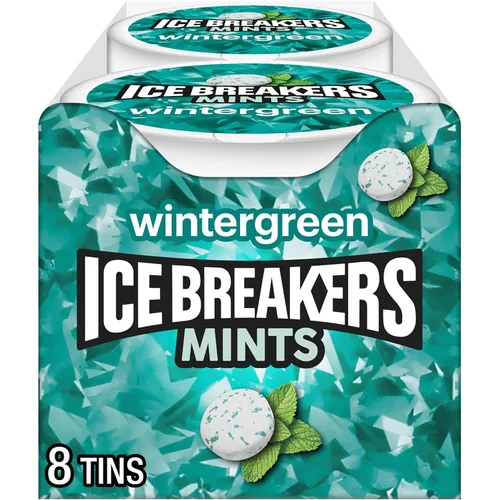 ICE BREAKERS - Mentas para el aliento sin azúcar, sabor gaulteria, latas de 1.5 onzas (8 unidades)