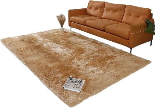Miniatura 26 de linmopm Alfombra de piel sintética de pelo lanudo esponjoso negro de 2x6 pies para dormitorio, cabecera de la cama, suelo, sala de estar, cojín