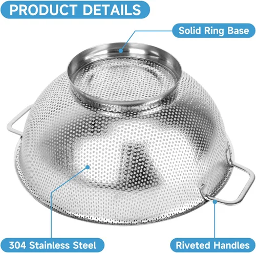 Miniatura 4 de Colador para cocina, 5QT, colador de acero inoxidable con asa para frutas, verduras, cocinar alimentos, apto para lavavajillas