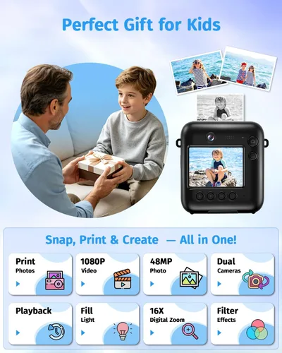Miniatura 2 de Instant Camera, 1080P Kids Camera for Girls Boys Christmas Birthday Gifts, Dual-Lens Instant Print Digital Cameras for Kids Teens Toddle, 4 Rolls