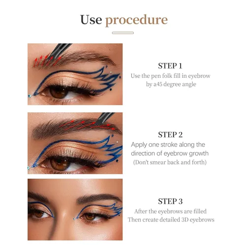 Miniatura 7 de Lápiz líquido de cejas de 4 garras, línea fina natural impermeable, efecto de microblading 3D, herramienta de maquillaje profesional (1# café claro)