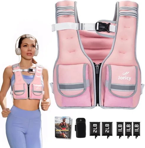 Miniatura 8 de Chaleco con peso ajustable para mujer, 5-12 libras, 9-16 libras, 17-24 libras, 23-30 libras, chaleco de peso con rayas reflectantes, chaleco de Rosa