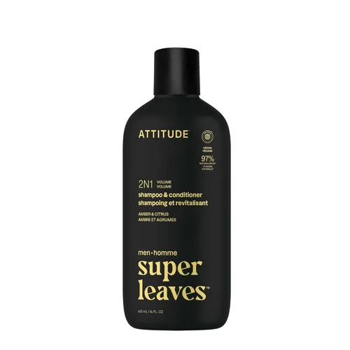 Miniatura 10 de ATTITUDE Champú y acondicionador 2 en 1 para hombre, nutritivo para cabello seco y cuero cabelludo, con pantenol y ginseng, 97% ingredientes