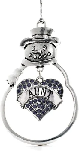Miniatura 25 de Inspired Silver - Fuerza Aérea - Adorno de Navidad plateado - Adorno de árbol de Navidad con colgante de corazón azul con circonita cúbica