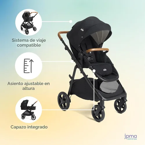 Miniatura 5 de Joie Ginger 4 en 1 convertible Pramette y cochecito, asiento ajustable en altura, suspensión en todas las ruedas, almacenamiento extra – para recién
