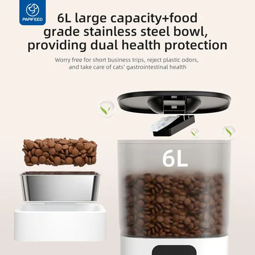 Miniatura 7 de PAPIFEED Comederos Automáticos Inteligentes para Gatos Comedero para Mascotas: Comedero WiFi para Mascotas con Control de APP para Alimentación