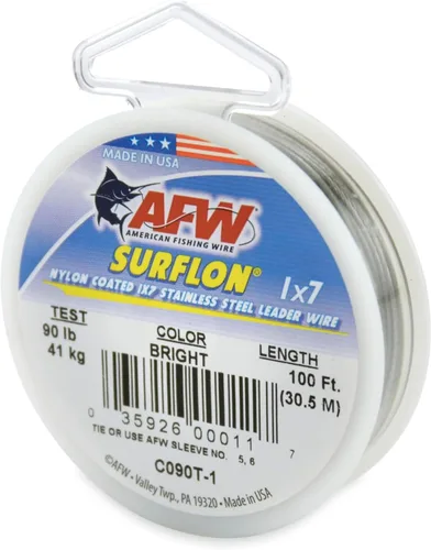 Miniatura 20 de Alambre de pesca americano Surflon recubierto de nailon 1x7 de acero inoxidable, línea líder de pesca para agua salada, prueba de 10 libras - prueba