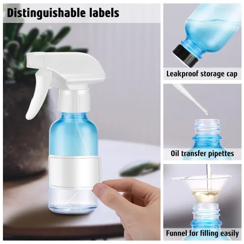 Miniatura 5 de Tecohouse Botellas pulverizadoras de vidrio de 4 onzas, paquete de 2 botellas de spray para cabello vacías recargables rociadores de niebla fina