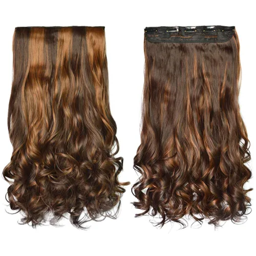 Miniatura 12 de REECHO Extensiones de cabello rubio, extensiones de una pieza con clip de 20" para mujer, extensiones de cabello sintético suave y natural con ondas