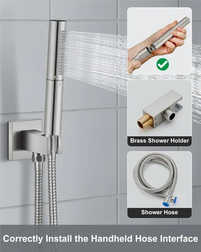 Miniatura 6 de Aolemi - Sistema de ducha con cabezal de lluvia y grifo de mano montado en la pared, juego completo de accesorios de ducha de alta presión