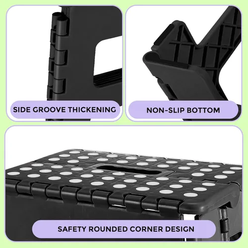 Miniatura 3 de Dyforce Taburete plegable de 9 pulgadas para niños y adultos, taburete de pie plegable y ligero para niños pequeños, cocina, baño, capacidad de 300