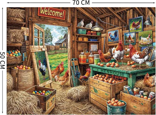 Miniatura 2 de Rompecabezas de Gallinero para Adultos de 1000 Piezas, Rompecabezas para Adultos, Juguetes de Juego Desafiantes para Adultos, Rompecabezas