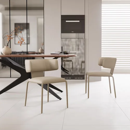 Miniatura 6 de YOUNIKE Silla de comedor tapizada individual de piel sintética de alta calidad, silla de comedor con respaldo, moderna y acolchada, cómoda silla