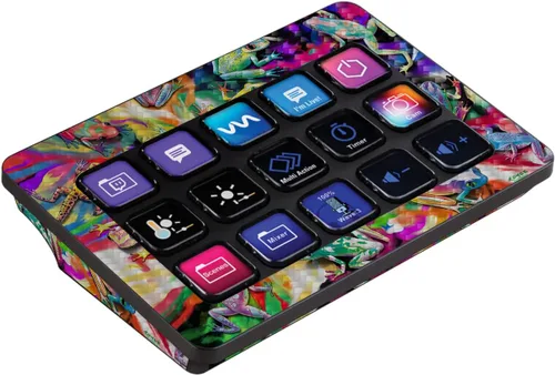 MightySkins - Piel de fibra de carbono compatible con Elgato Stream Deck MK.2 - Pintura húmeda | Acabado de fibra de carbono texturizado protector y