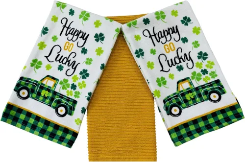 Miniatura 17 de Serafina Home Toallas de cocina de mano para invitados de baño irlandeses del día de San Patricio: suave y absorbente bordado, diseño de trébol