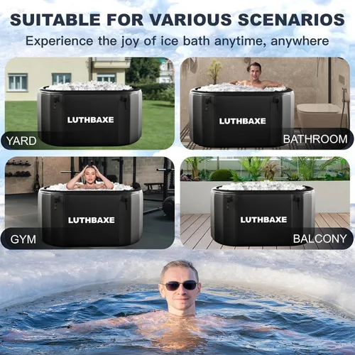 Miniatura 5 de Cold Plunge Bañera inflable independiente mejorada de 218 galones con diseño duradero de 5 capas Baño portátil de agua fría para la recuperación