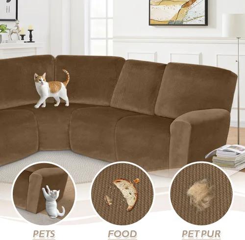 Miniatura 52 de Arfntevss Fundas de sofá seccional reclinable de terciopelo, Funda de sofá seccional de esquina para sofá reclinable, Funda elástica suave