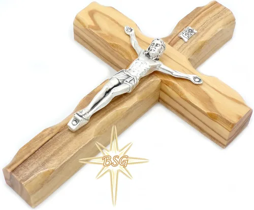 Miniatura 3 de Dacaret Factory Crucifijo de pared, cruz de madera de olivo, cruz católica de madera para nuevo hogar, regalo religioso, regalos de Navidad