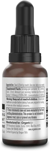 Miniatura 4 de Organixx Suplemento de yodo, gotas líquidas nacientes orgánicas, concentrado de yodo puro para hombres y mujeres, sin gluten, vegano, sin OMG, hecho