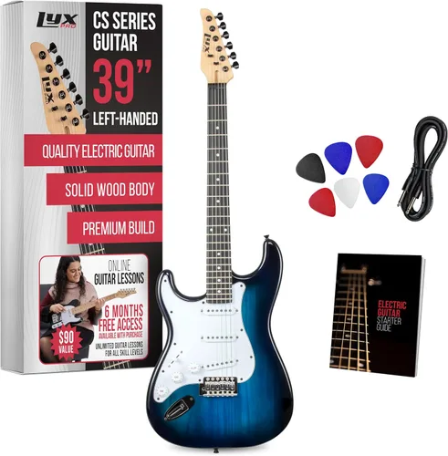 Miniatura 8 de LyxPro CS 39" - Kit de guitarra eléctrica para principiantes, intermedios y profesionales con guitarra, cable de amplificador, 6 púas y guía