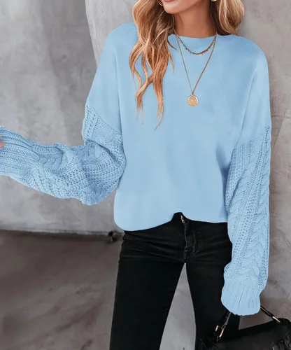 Miniatura 2 de ZESICA Women's 2024 Fall Long Sleeve Crew Neck Solid Color Cable Knit Chunky Casual Oversized Pullover Sweater Tops