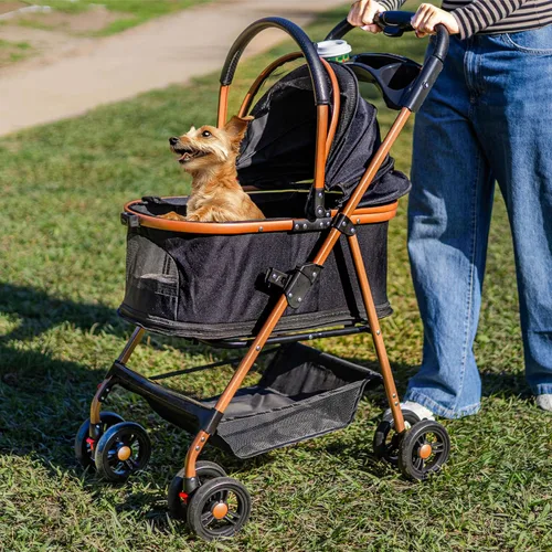 Miniatura 2 de Cochecito para mascotas para perros y gatos pequeños, plegable para perros pequeños/medianos y gatos de hasta 50 libras, transportador extraíble