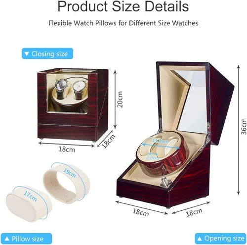 Miniatura 5 de JQUEEN - Bobinador de reloj doble con silencioso motor japonés Mabuchi, S