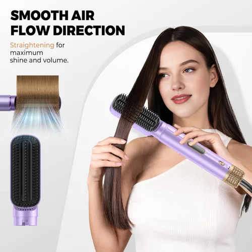 Miniatura 5 de Cepillo secador de pelo 5 en uno con pantalla LCD, cepillo de secado de pelo mejorado para rizar el aire, cepillo redondo iónico para mujeres