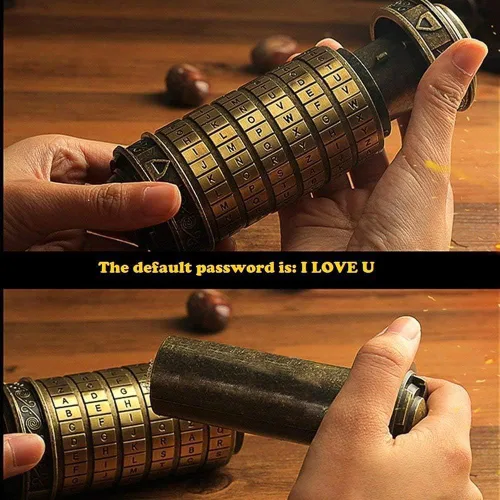 Miniatura 3 de Regalo único de San Valentín Criptex Código Da Vinci Mini Cryptex Cajas de rompecabezas con cerradura y compartimentos ocultos de metal pesado
