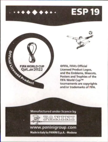 Miniatura 2 de Adhesivos de Panini 2022: Road to FIFA World Cup Qatar 2022#ESP19 Álvaro Morata España Adhesivo de Fútbol
