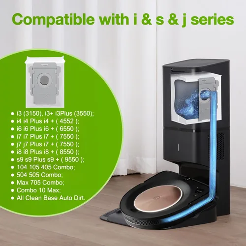 Miniatura 3 de Rowhalf Paquete de 8 bolsas de vacío, filtración eficaz de polvo, compatible con iRobot Roomba i& s & J Series, para i3+, i4+, i5+, i6+, J6+, i7