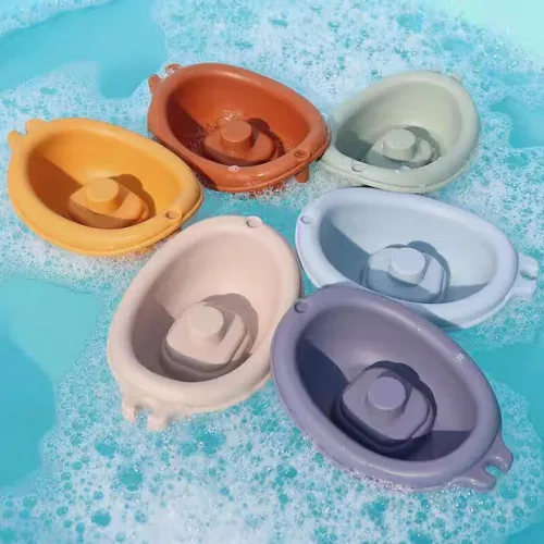Miniatura 6 de Juguete de baño para bebé, apilable, juguetes de bañera para bebés, flotante, tren de barco con marionetas de dedo de animales, juguete de baño